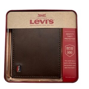 Levis Men's Bifold Wallet Identity Theft Protection RFID-Blocking Brown